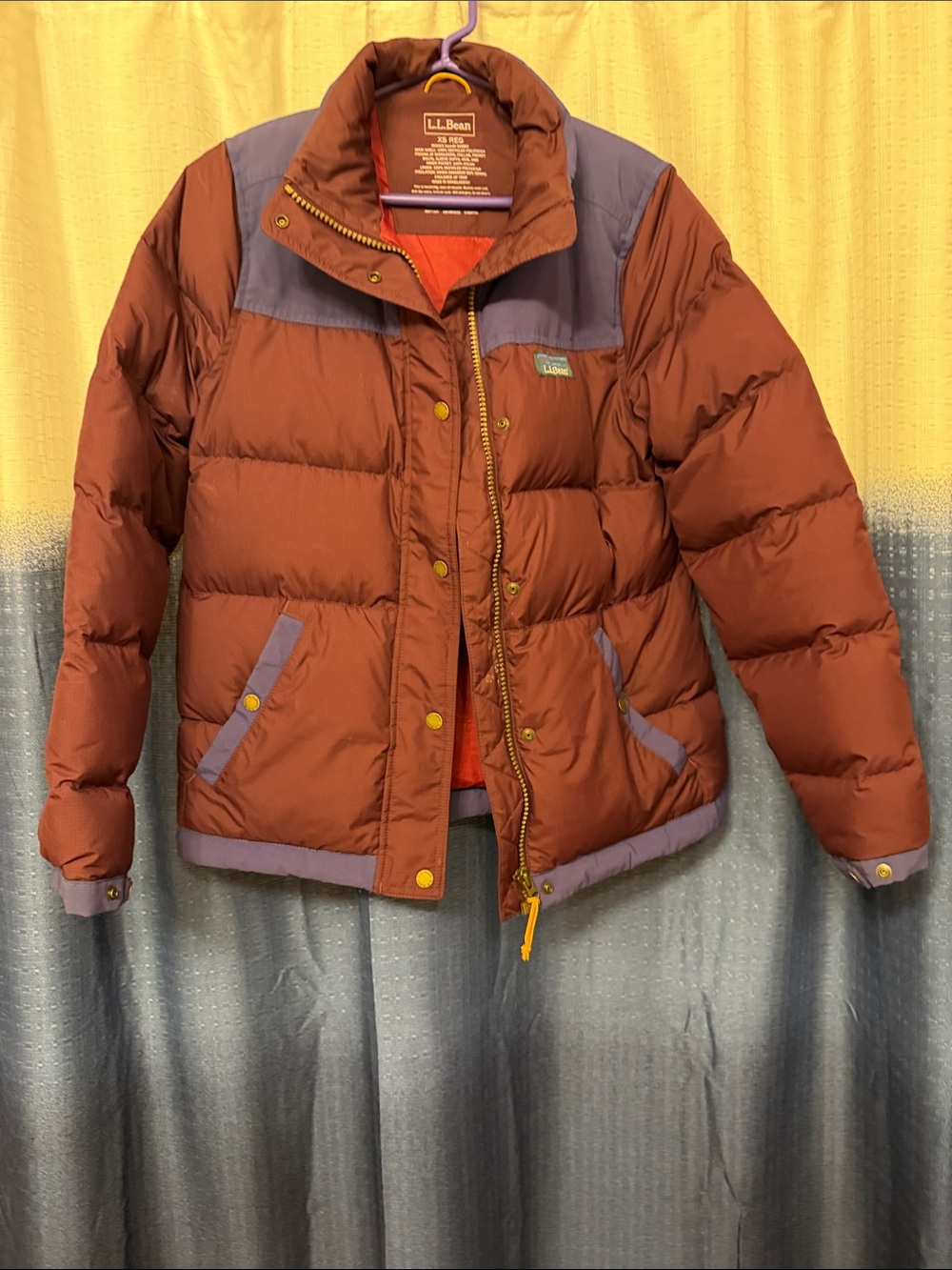L.L. Bean Women's Rust Puffer Jacket with Lavender Accents